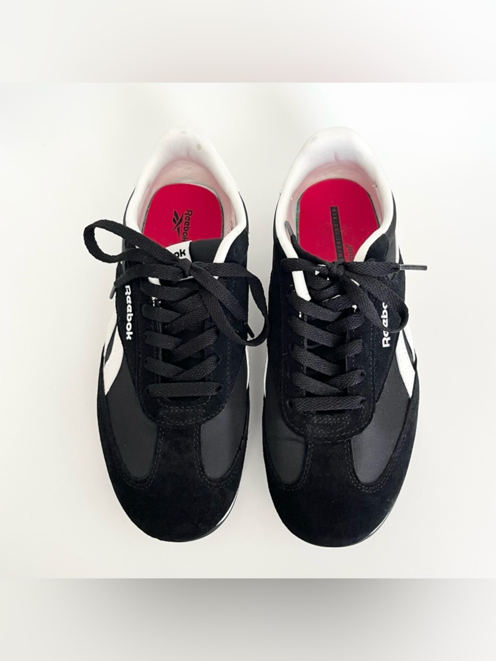 Reebok Women's Fiori Sneakers 8.5 Black Suede Nylon Retro OrthoLite Comfort - Picture 3 of 9